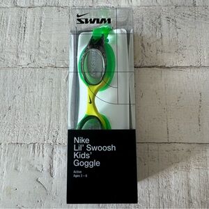 Nike Lil’ Swoosh Kids Goggle NEW Swim Goggles Ages 3-6 Bright Green Yellow‎